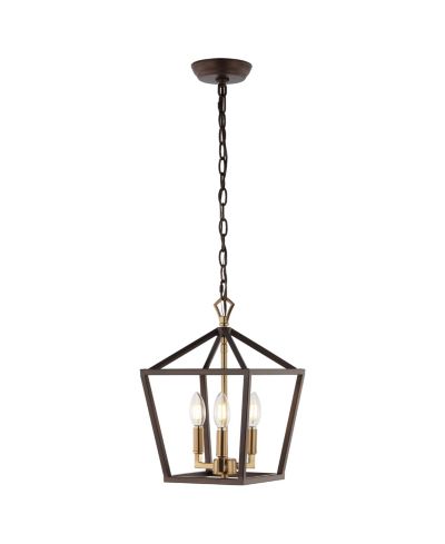 Подвесной светильник Ojai 10" 3-Light Iron Classic Modern LED, Oil Rubbed Bronze/Brass Gold Jonathan Y