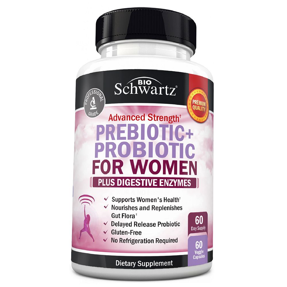 Пребиотики и пробиотики для женщин с Black Cohosh, Red Clover, Digestive Enzymes & Lactobacillus, 60 Count
