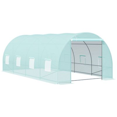 20' Walk-In Tunnel Greenhouse with 8 Windows & Steel Frame