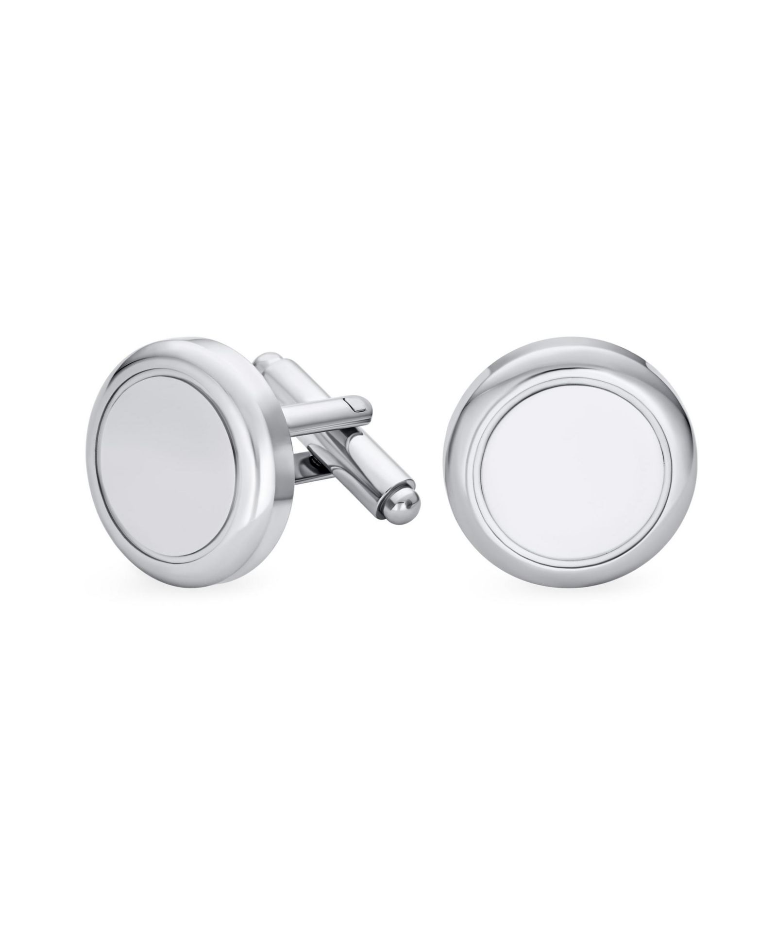 Bling Jewelry Classic Monogram Style Round Circle Cufflinks Stainless Steel Bullet Back