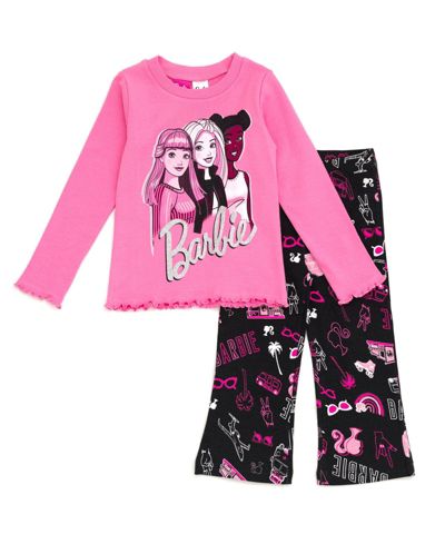 Barbie Girls' 2-Piece Long Sleeve Tee and Flare Pants Set