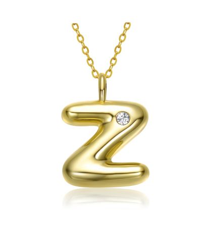 Детская золотая цепочка с кулоном-буквой GiGiGirl 14k Gold Plated Cubic Zirconia Bubble