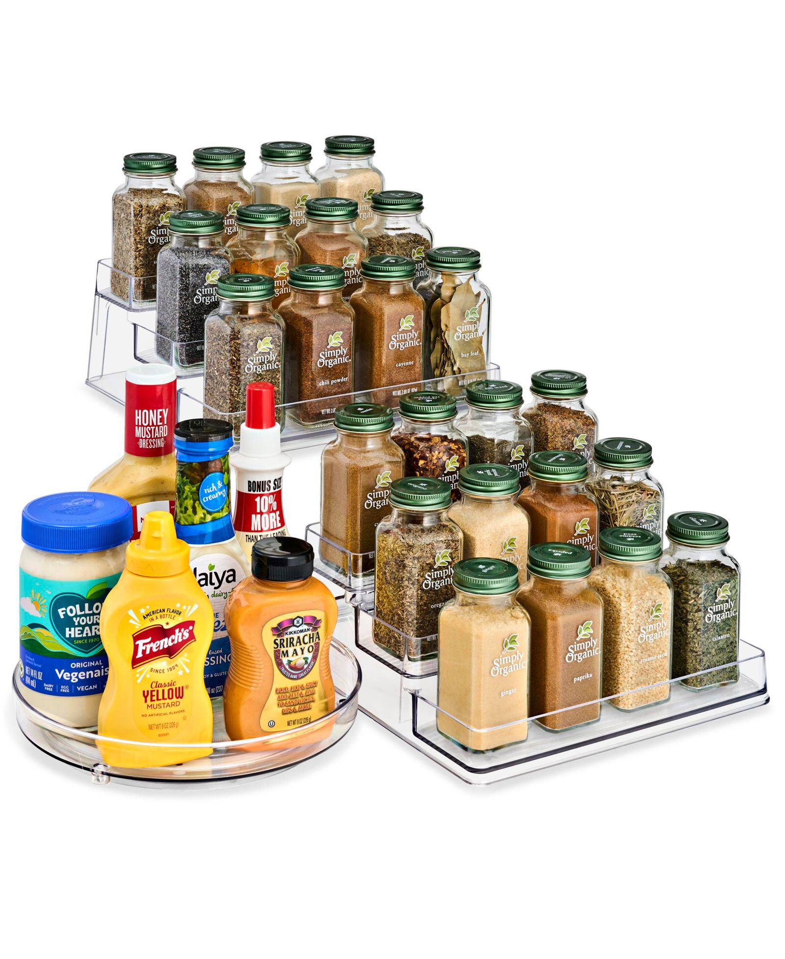Sorbus Pantry Spice organizer Set, 3-Tier Seasoning Organizer for Cabinet and Lazy Susan Spice Rack Turntable 9-Inch, Spice Organization for Cabinet