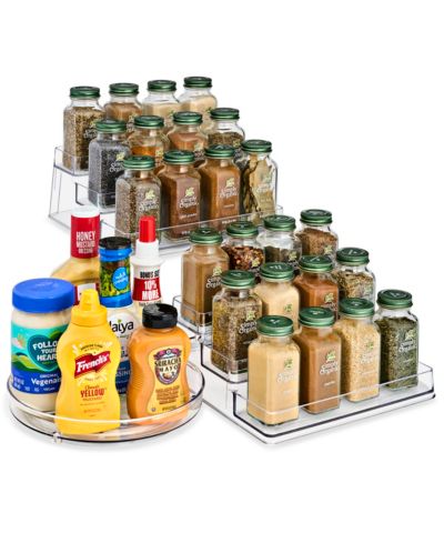 Sorbus Pantry Spice organizer Set, 3-Tier Seasoning Organizer for Cabinet and Lazy Susan Spice Rack Turntable 9-Inch, Spice Organization for Cabinet