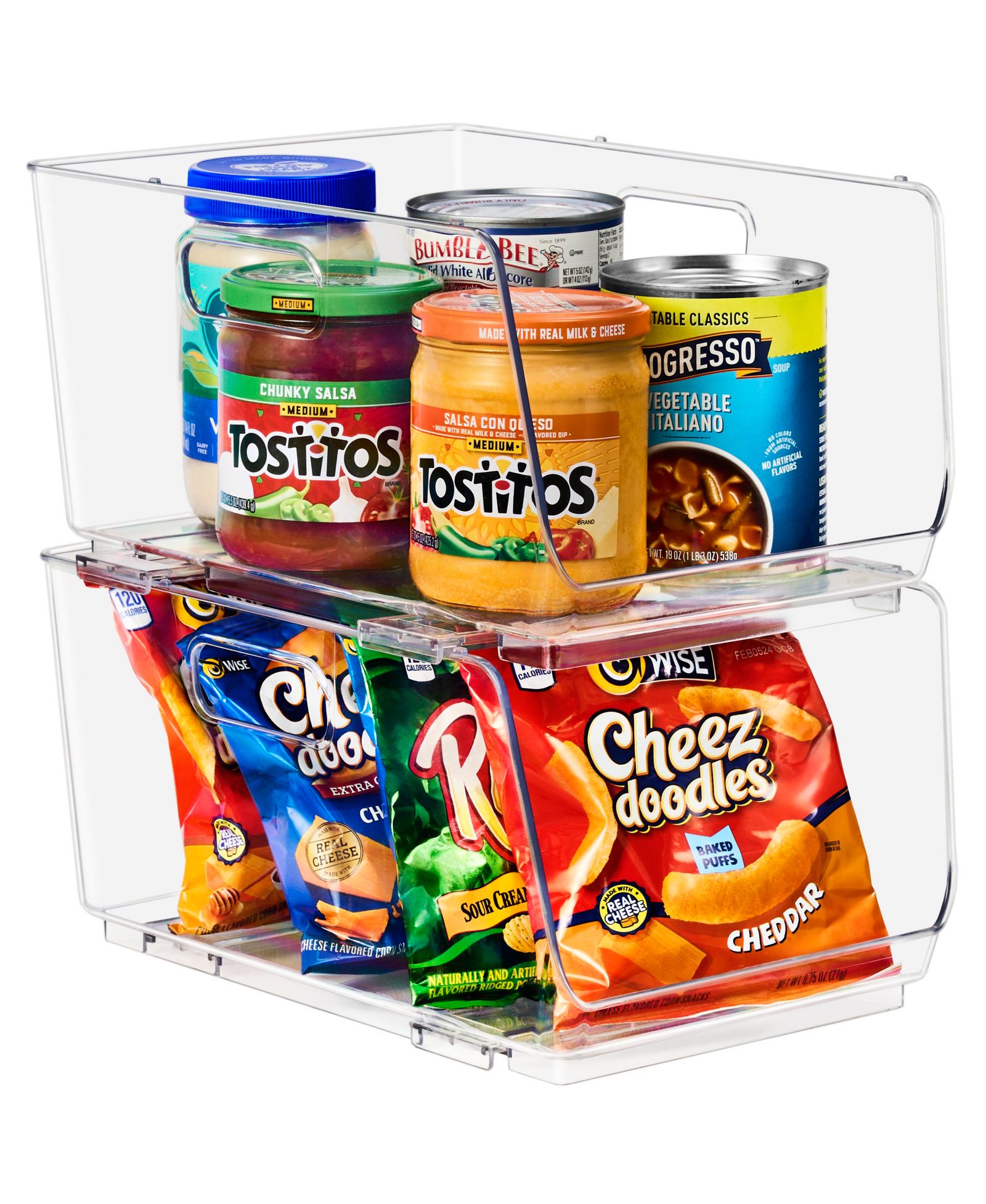 Sorbus 2 Pack Medium Clear Open Front Stackable Storage Bins - for Kitchen Pantry, Fridge, Home Storage, Organization and More