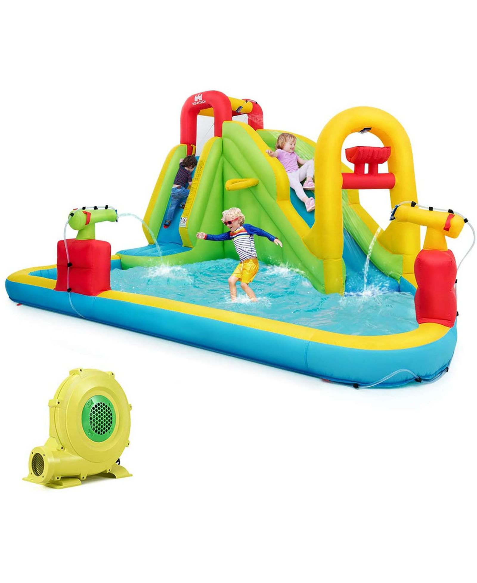Надувной водный аттракцион Costway Splash Pool Bounce House с воздуходувкой 480W