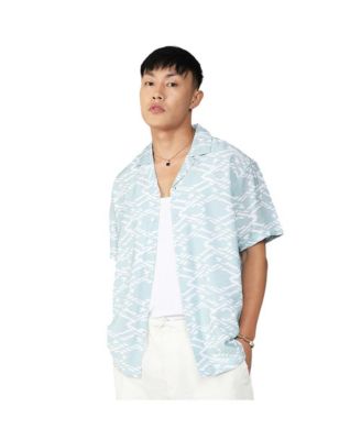 Men's Icy Blue Geometric Overlap Shirt