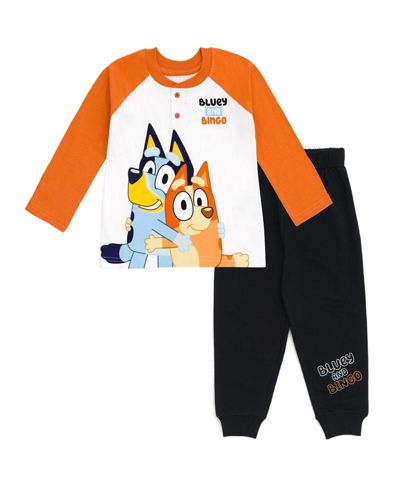 Bluey Little Boys Henley T-Shirt and French Terry Pants