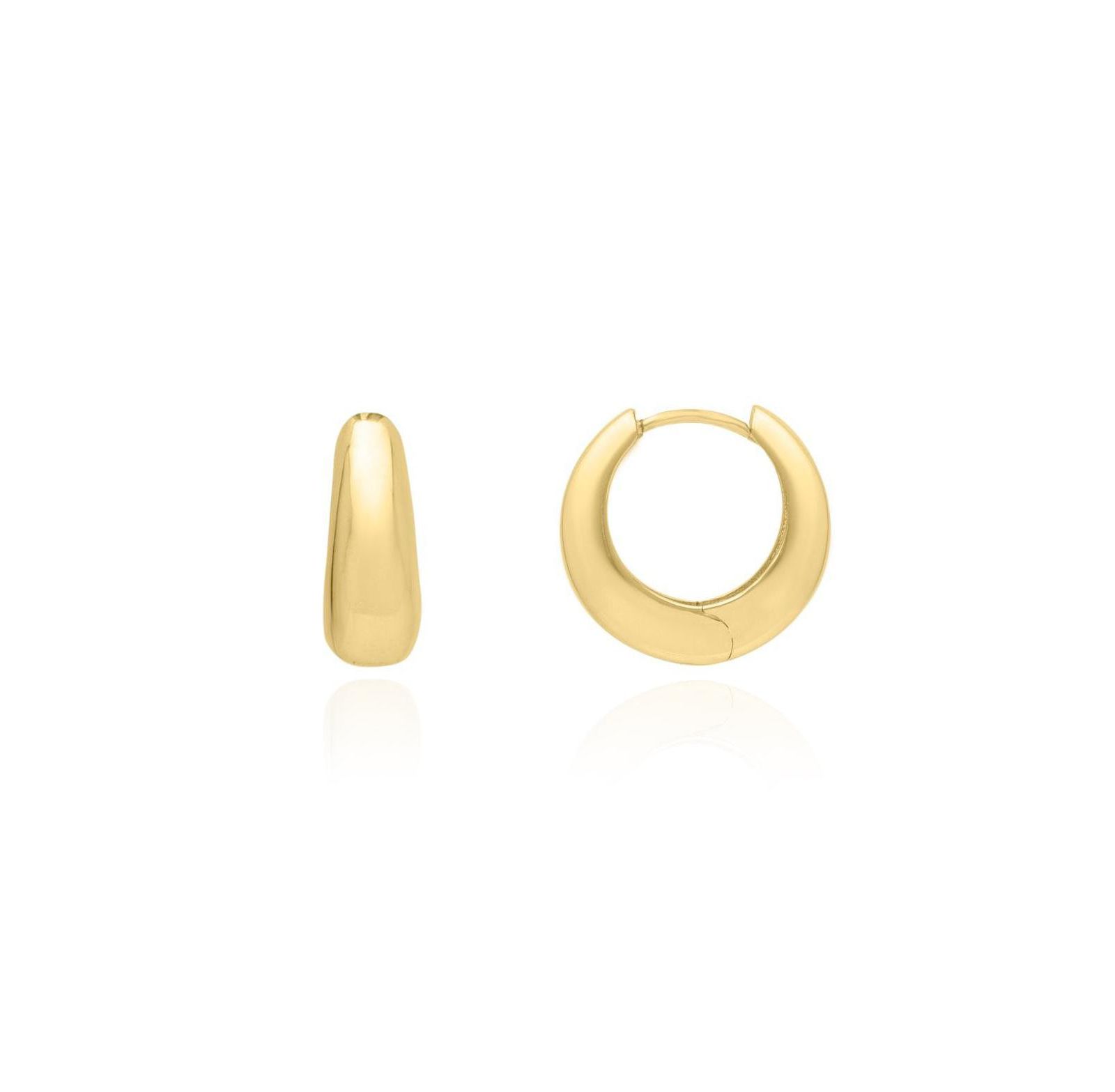 Серьги-кольца The Lovery Mini Saddle Huggie 14K Gold с цирконием