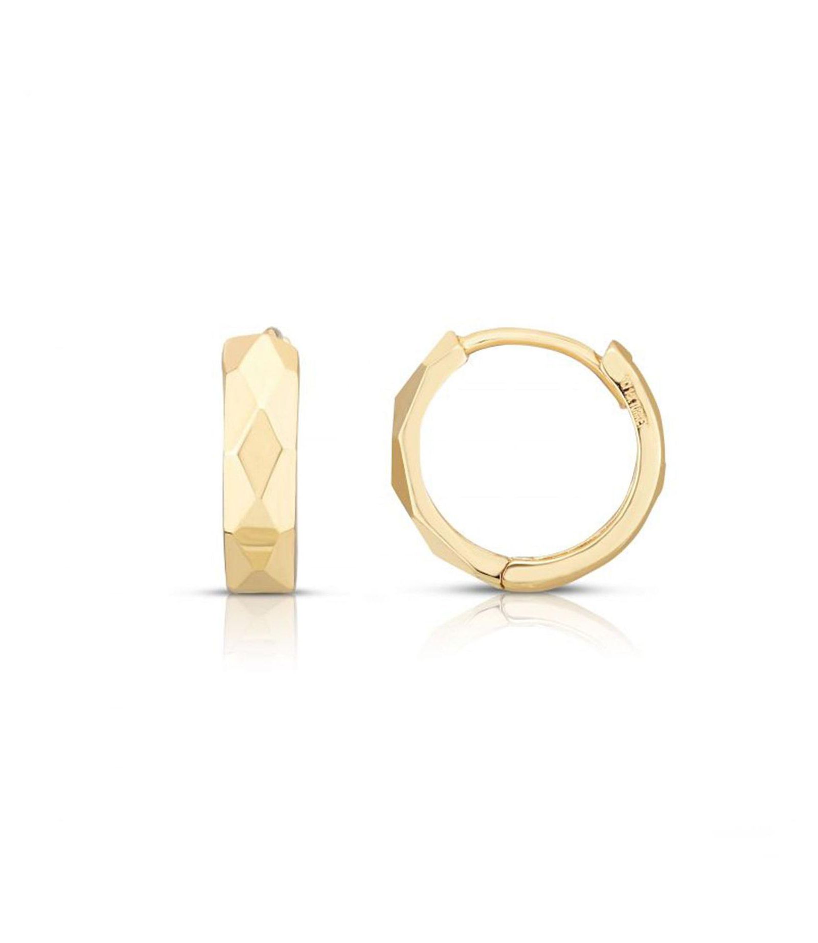 The Lovery Mini Faceted Gold Huggie Hoop Earrings 14K Gold, серьги-кольца