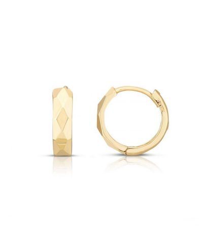 The Lovery Mini Faceted Gold Huggie Hoop Earrings 14K Gold, серьги-кольца
