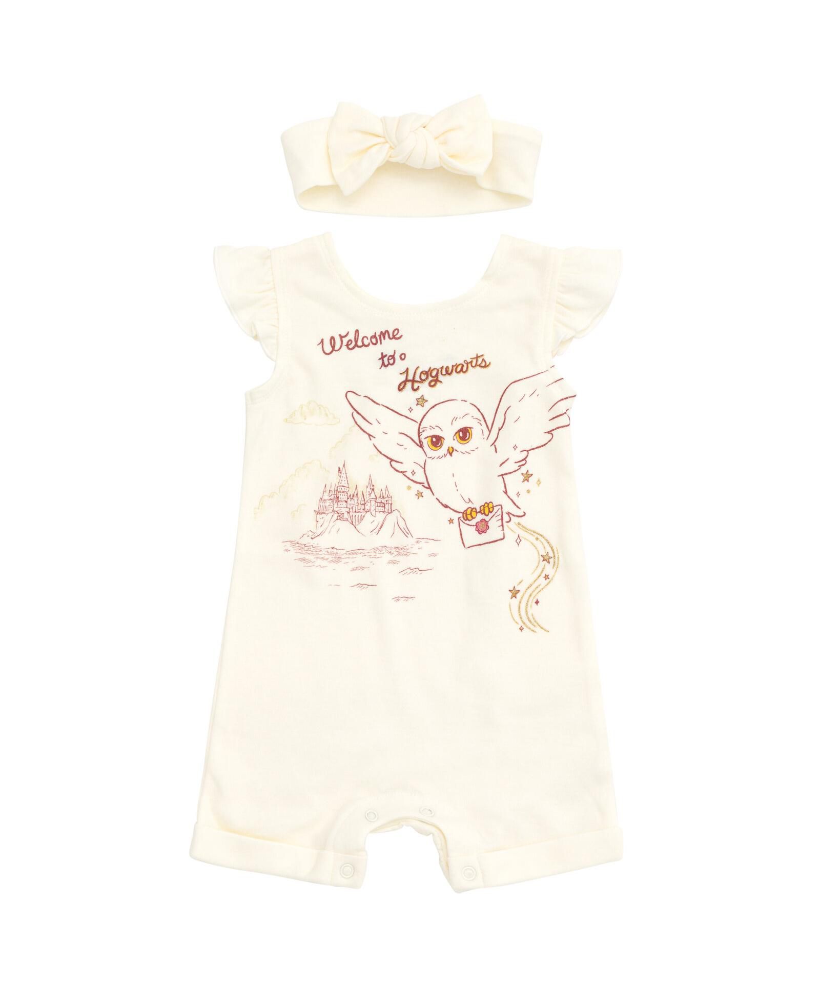 Комплект Harry Potter Baby Girls Hedwig Owl French Terry Romper и повязка на голову