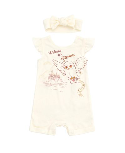 Комплект Harry Potter Baby Girls Hedwig Owl French Terry Romper и повязка на голову