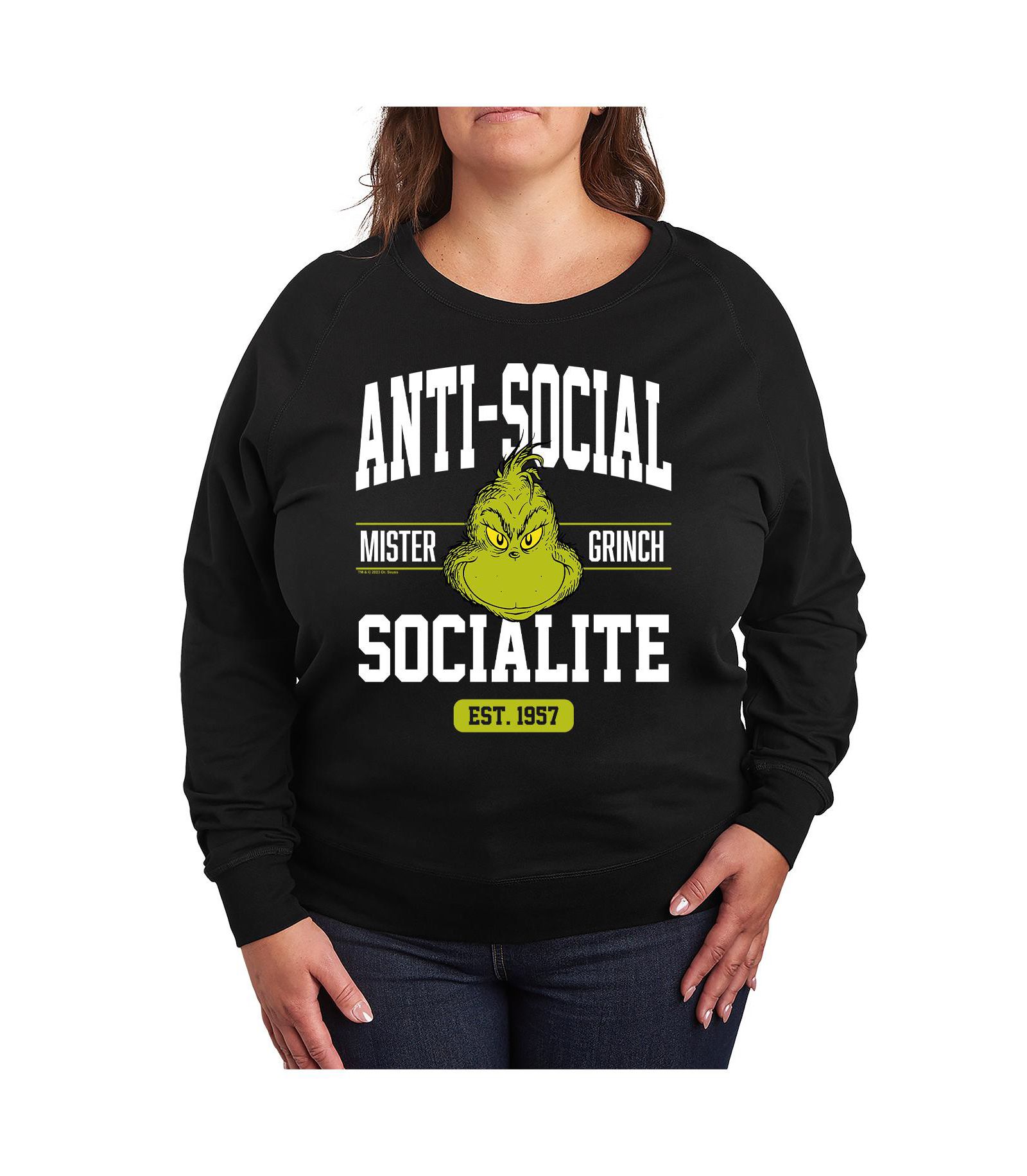 Футболка Hybrid Apparel Trendy Plus Size Grinch Anti-Social Graphic Pullover