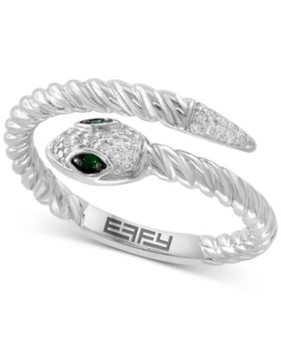 EFFY® Кольцо Snake с Diamond (1/10 ct. t.w.) и Tsavorite из Sterling Silver