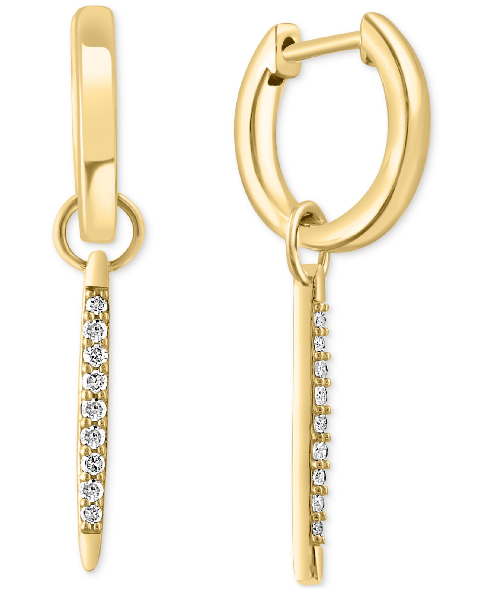 EFFY® серьги-кольцо Diamond Spike Dangle Huggie, Gold-Plated Sterling Silver