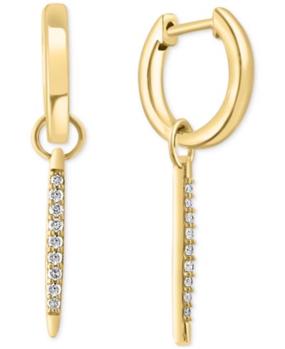 EFFY® серьги-кольцо Diamond Spike Dangle Huggie, Gold-Plated Sterling Silver