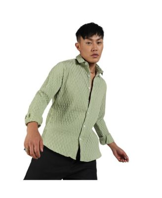Мужская рубашка Campus Sutra, цвет Pistachio Green, с гофрированной текстурой