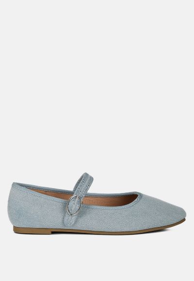 London Rag Womens Iker Classic Denim Pin Buckle s Ballerinas