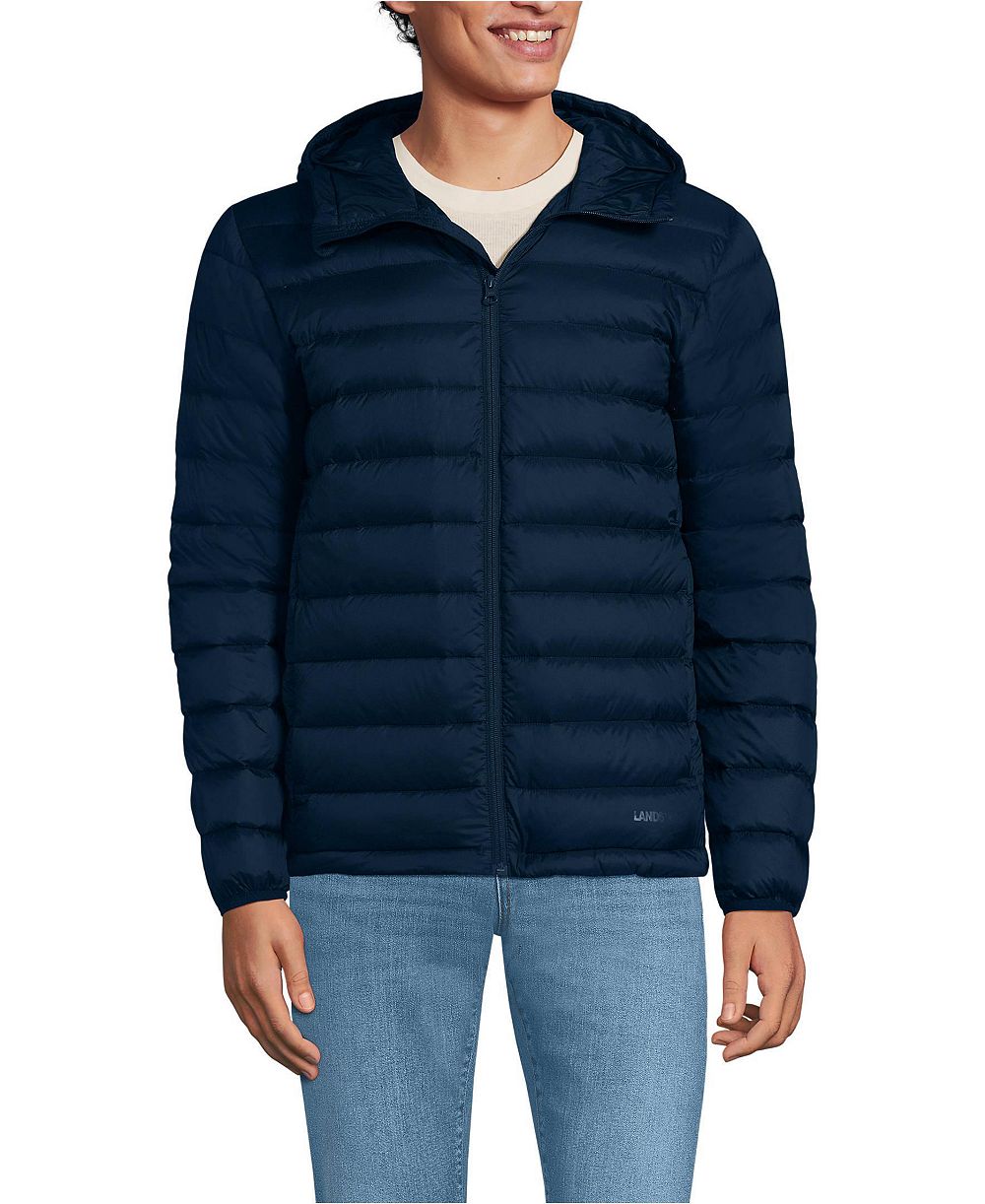 Lands' End Men's Hooded Wanderweight Packable Down Jacket
