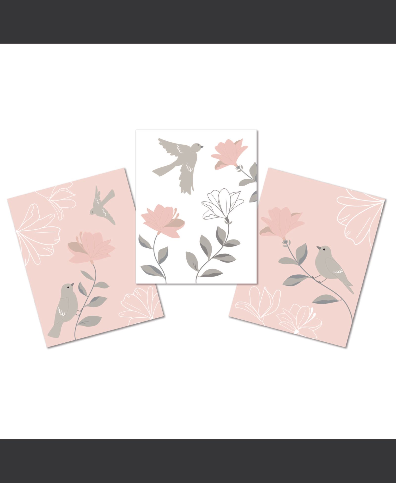 Lambs & Ivy настенное панно Petals Pink/Gray/White, 11 by 14, 3 шт
