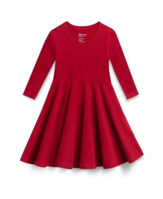 Mightly Girls Child Fair Trade Organic Cotton Solid 3/4 Sleeve Twirl Dress