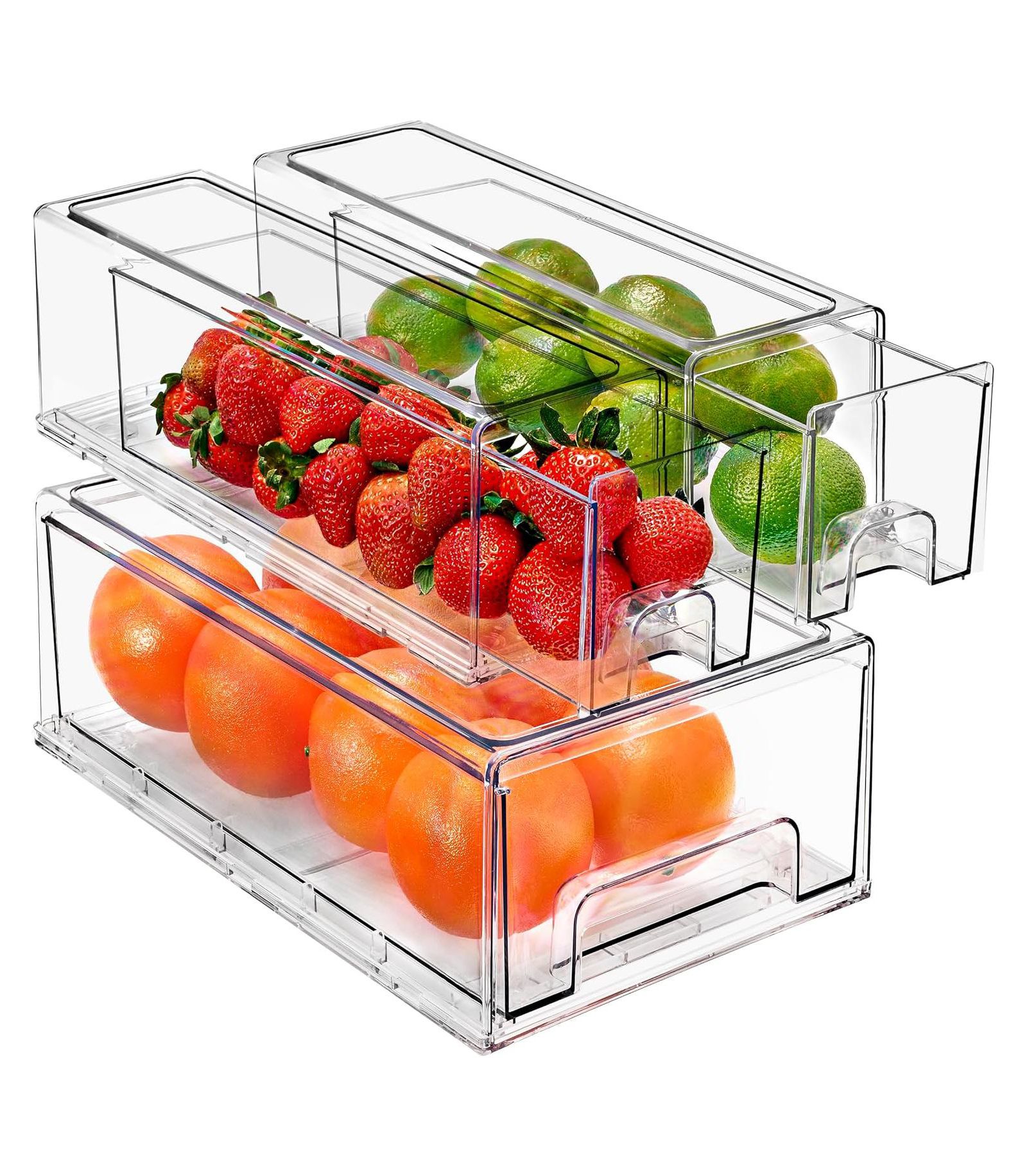 Sorbus 3 Piece (2 Small & 1 Medium) Clear Stackable Pull-Out Drawers - Organization and Storage Containers