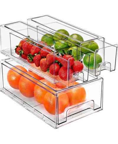 Sorbus 3 Piece (2 Small & 1 Medium) Clear Stackable Pull-Out Drawers - Organization and Storage Containers
