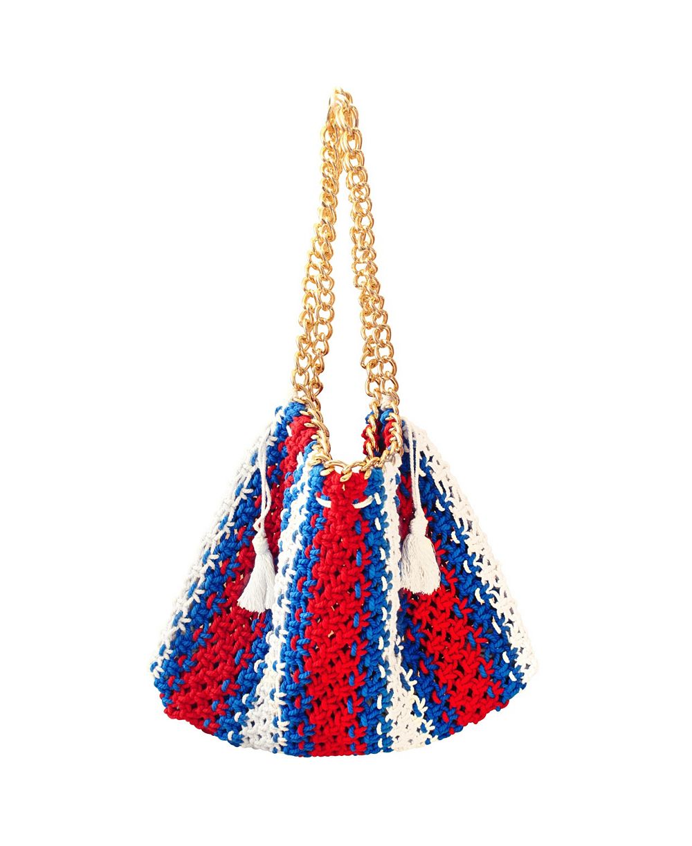 Пляжная сумка St. Tropez Colette Macrame, красно-бело-синяя