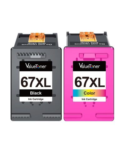 Восстановленные картриджи Valuetoner для HP 67XL 67 XL для принтеров Envy 6000 6055 6055e 6052 6075 6400 6455 (2 шт.)