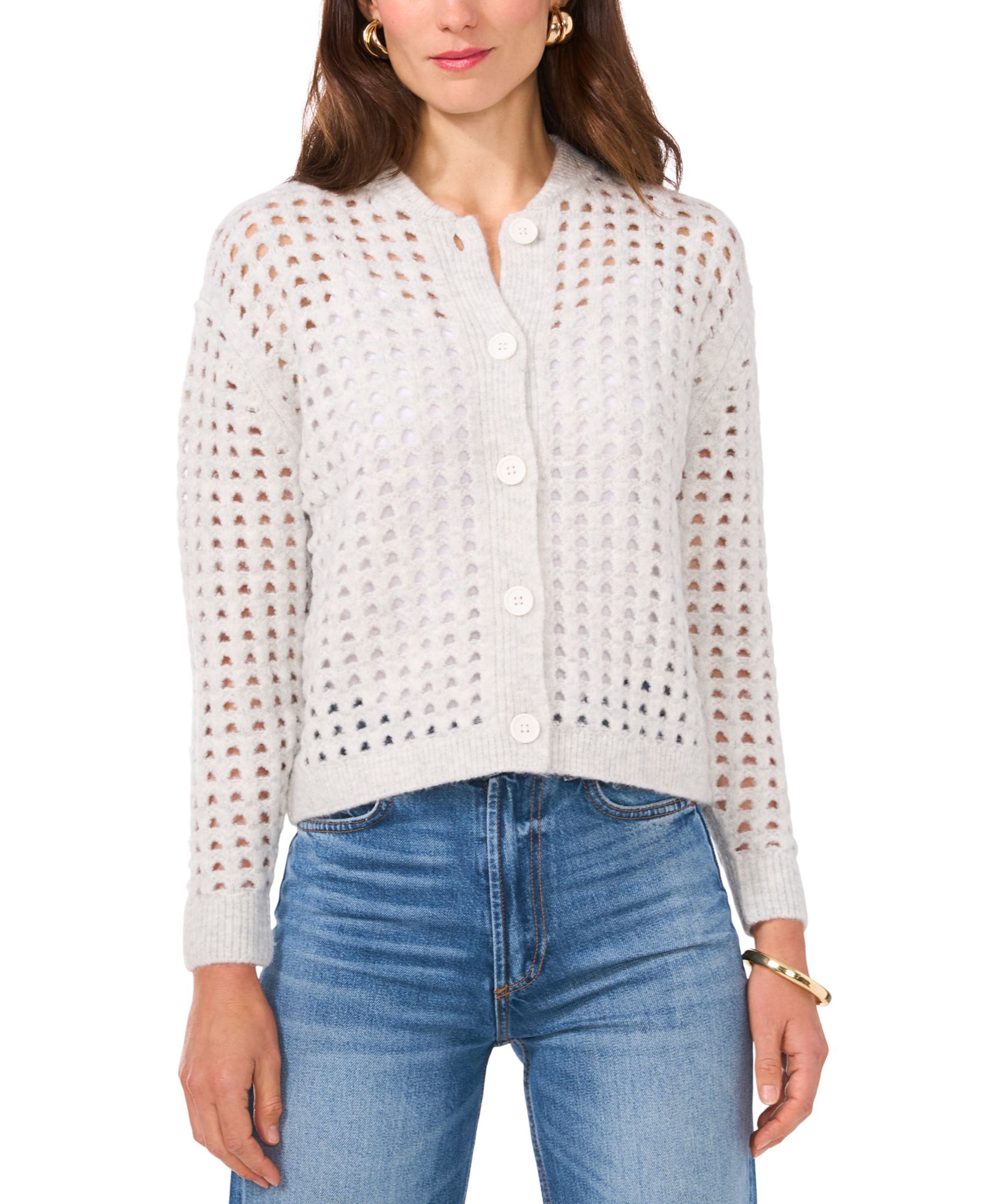 Vince Camuto Женский кардиган с длинным рукавом Pointelle