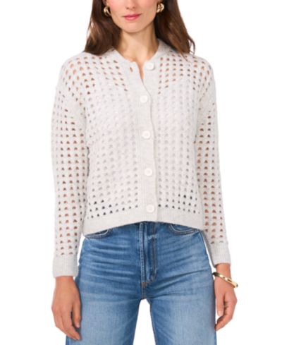 Vince Camuto Women's Long-Sleeve Pointelle Cardigan