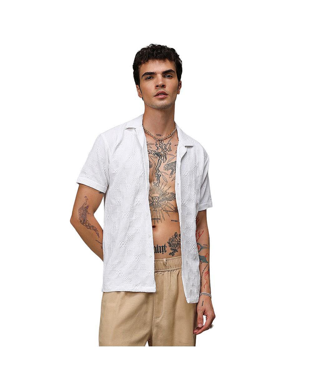 Мужская рубашка Campus Sutra Chalk White Creased-Check