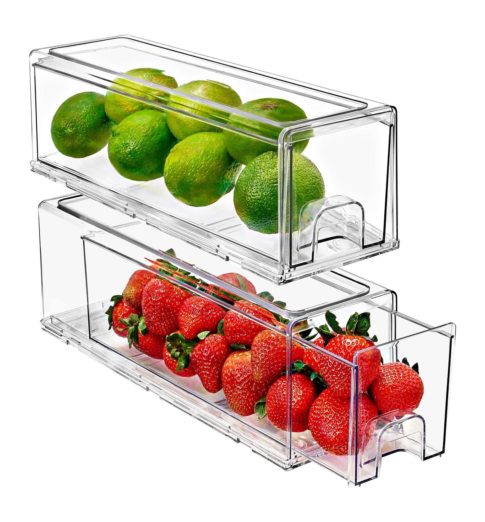 Sorbus 2 Pack Small Clear Stackable Pull-Out Drawers - Organization and Storage Containers for Kitchen, Pantry, Bathroom and More