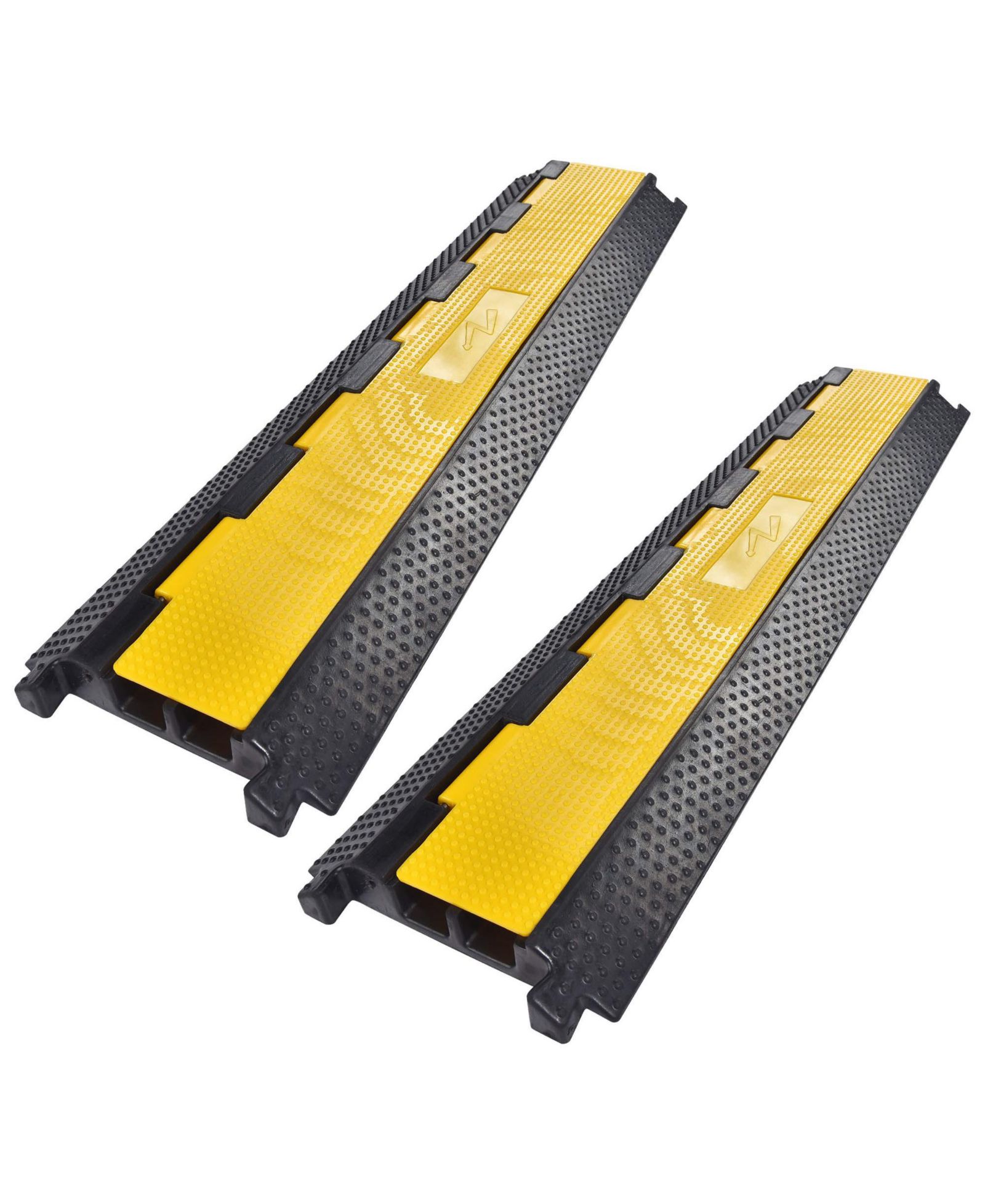 Yescom  2 Channel Hose Protecitive 22000 Lbs Load Capacity Speed Bump for Road Driveway, 2 Packs Cable Ramp Protector