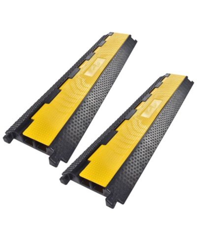 Yescom  2 Channel Hose Protecitive 22000 Lbs Load Capacity Speed Bump for Road Driveway, 2 Packs Cable Ramp Protector