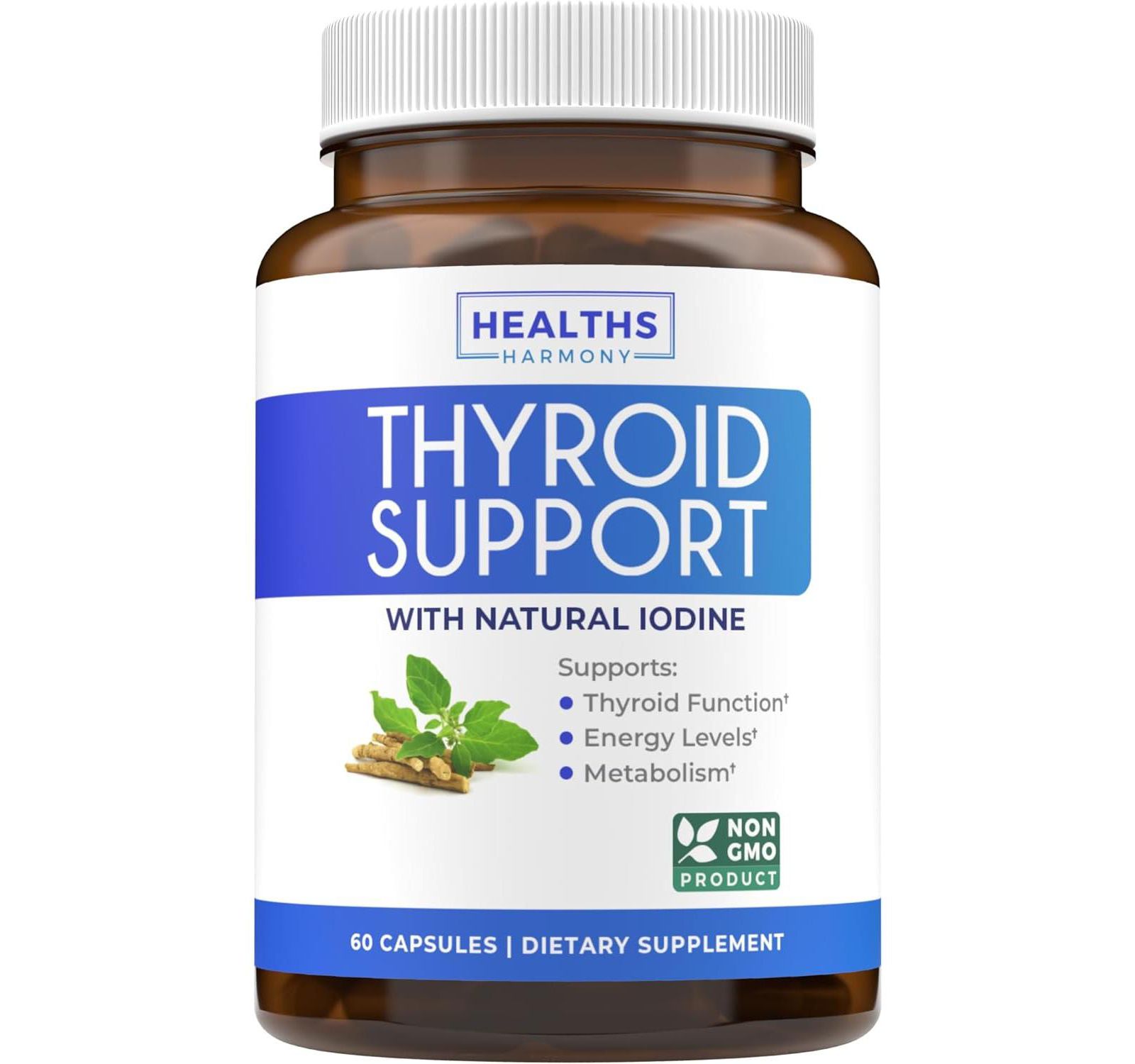 Капсулы для поддержки щитовидной железы Healths Harmony Ashwagandha Zinc Selenium Vitamin B12 Complex