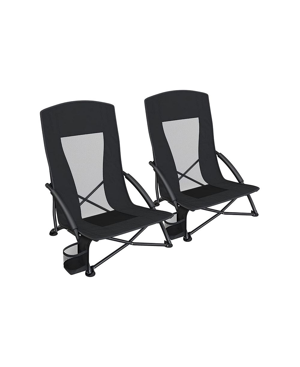 Set of 2 Portable Beach Chairs for Outdoor and Patio Use