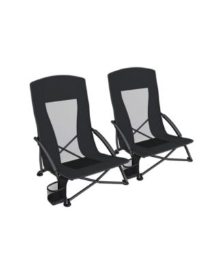 Set of 2 Portable Beach Chairs for Outdoor and Patio Use
