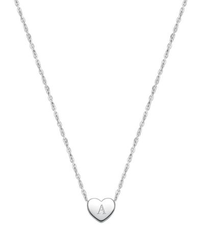 Tiny Blessings Sterling Silver Mini Sliding Heart and Engraved Initial Necklace