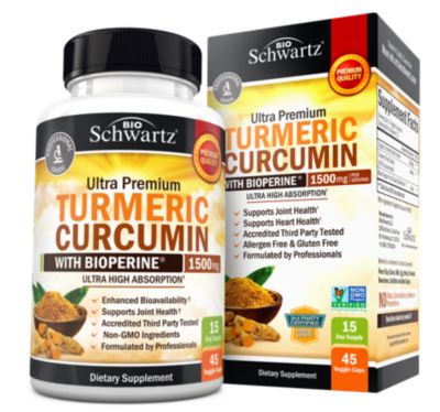 Turmeric Curcumin 1500mg Capsules with BioPerine Black Pepper Extract & 95% Curcuminoids for Joint Support, 45 Count