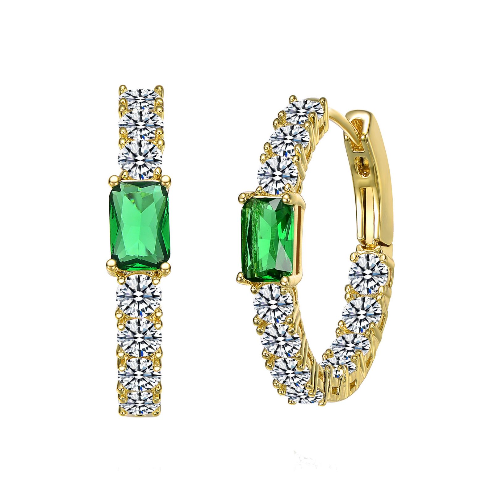 Rachel Glauber 14k Gold Plated с Colored Cubic Zirconia Inside-Out Hoop Earrings