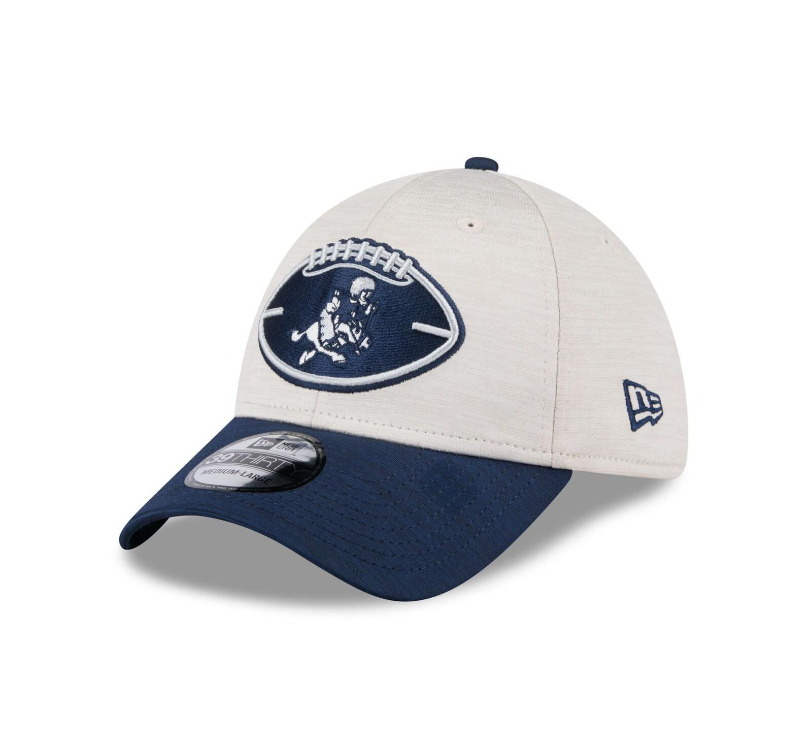 New Era Men's Stone/Navy Dallas Cowboys 2024 Sideline Historic 39THIRTY Flex Hat