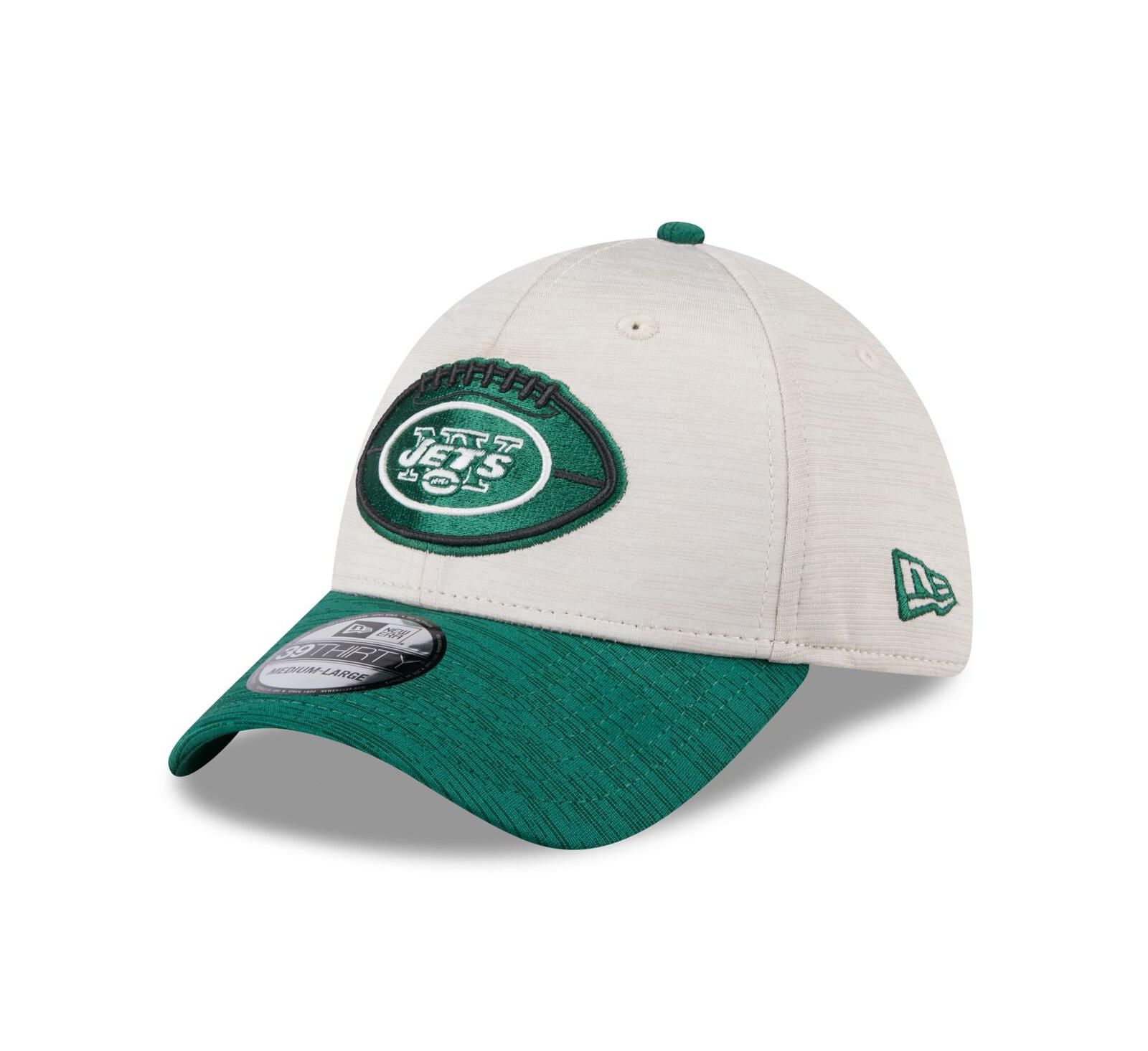 Мужская кепка New Era New York Jets 2024 Sideline Historic 39THIRTY Flex Stone/Green
