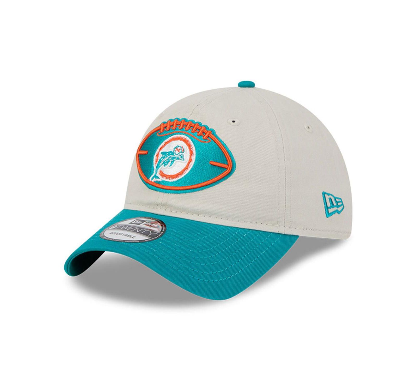 Мужская кепка New Era Miami Dolphins 2024 Sideline Historic 9TWENTY регулируемая, Stone/Aqua