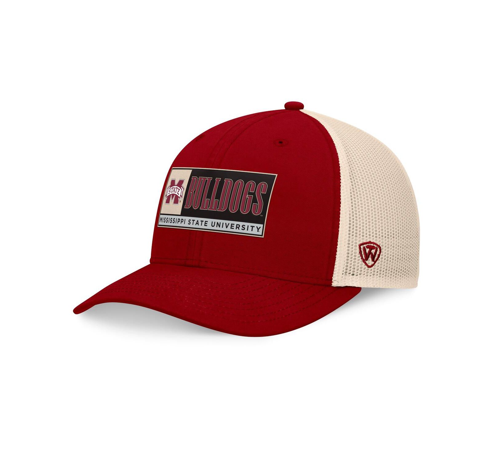 Мужская кепка Top of the World Maroon/Natural Mississippi State Bulldogs Bennett Trucker регулируемая