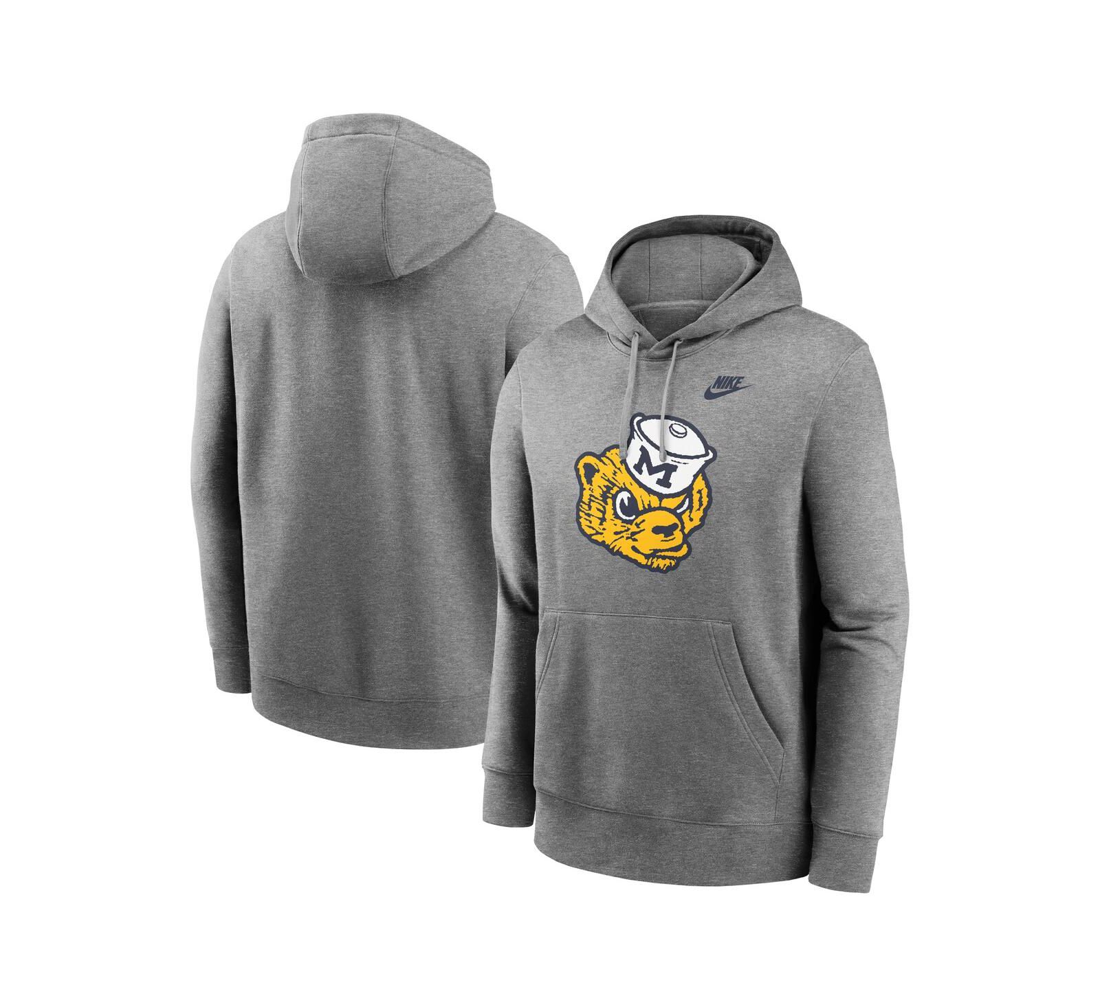 Nike Мужской флисовый худи Michigan Wolverines Legacy Logo Club в цвете Heather Gray