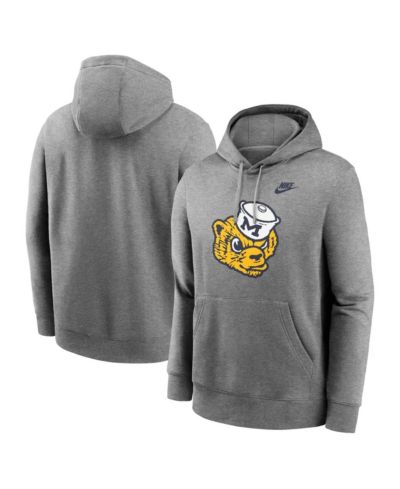 Nike Мужской флисовый худи Michigan Wolverines Legacy Logo Club в цвете Heather Gray