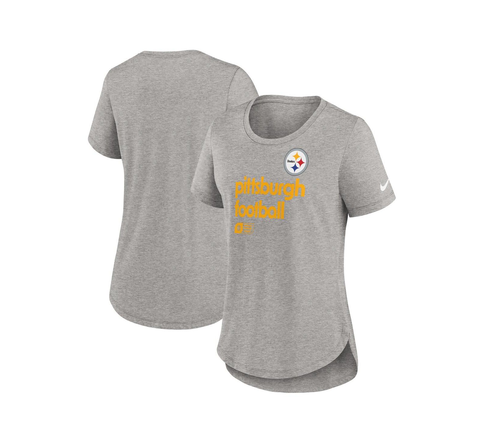 Женская футболка Nike Heather Gray Pittsburgh Steelers Fashion Tri-Blend