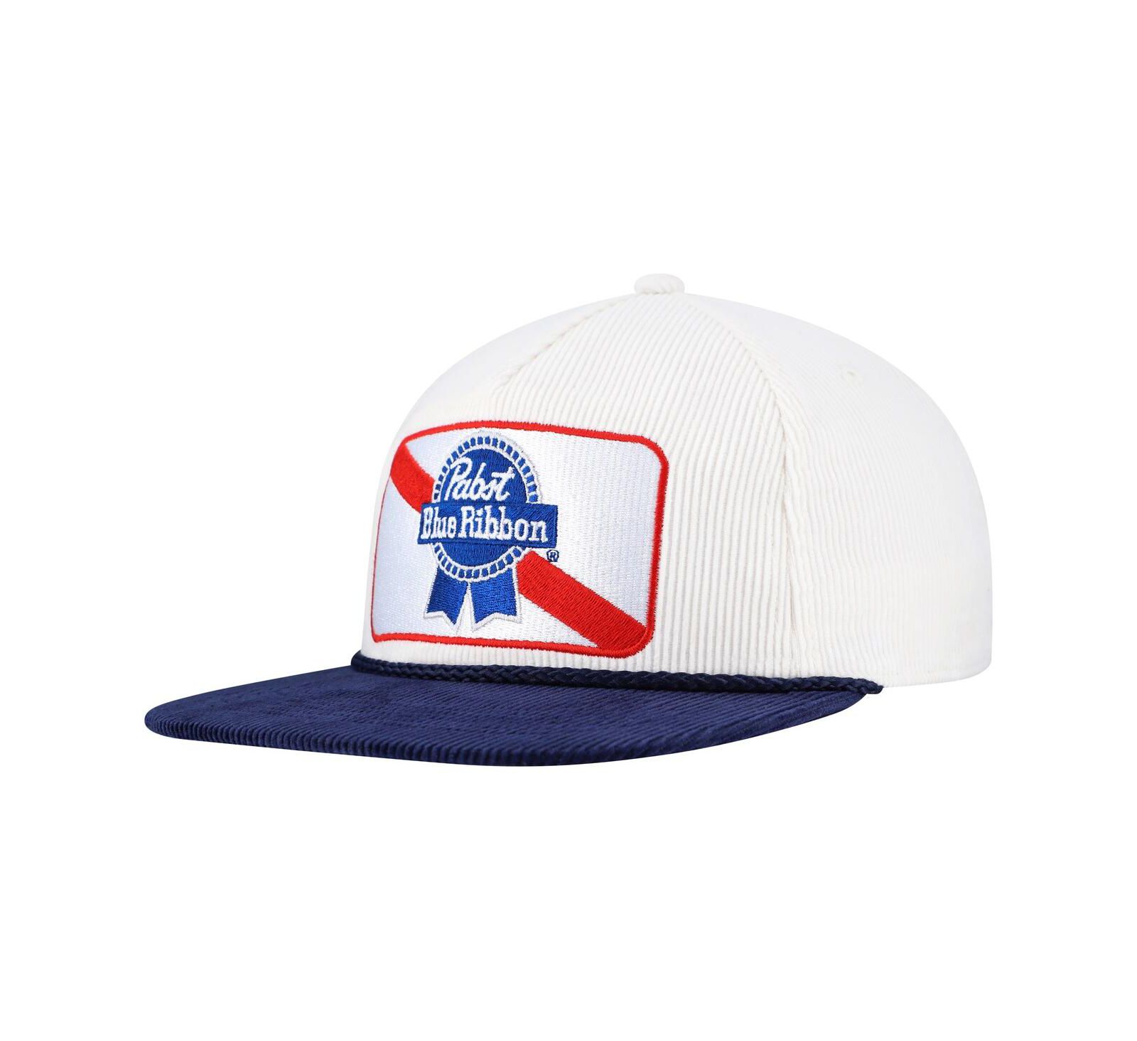 Lids Men's White/Navy Pabst Blue Ribbon Corduroy Rope Golf Snapback Hat
